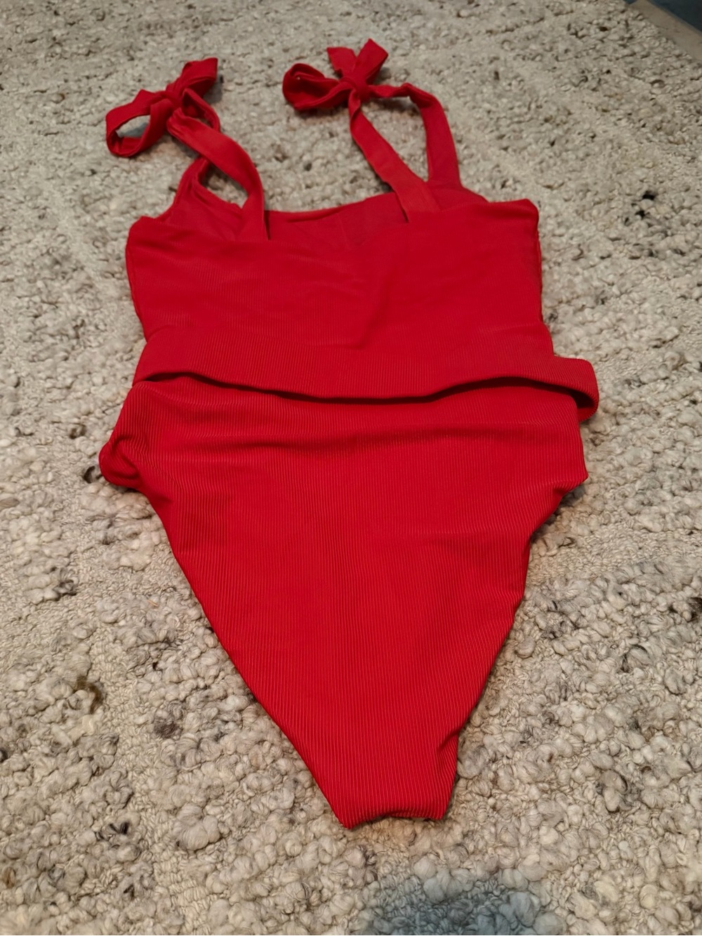 NWOT Beach Riot Red One-Piece Swimsuit with Tie Straps and Belt - Picture 2 of 5